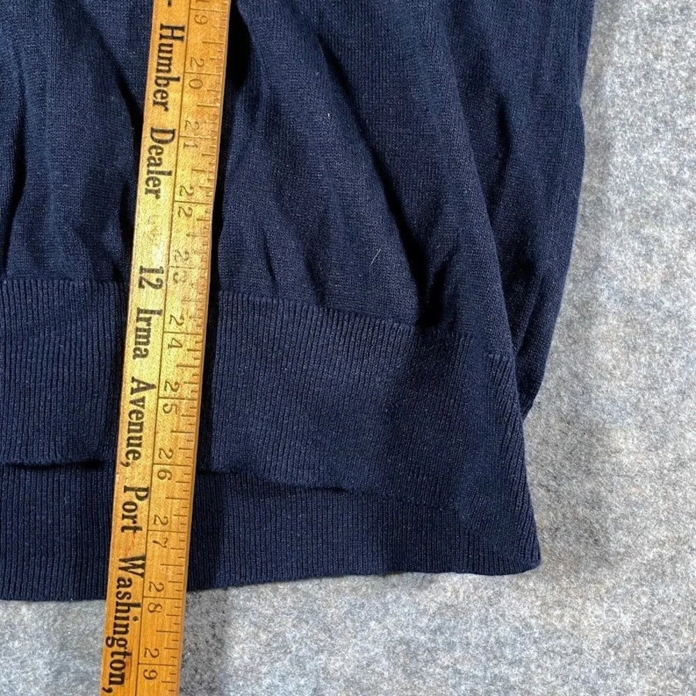 J Crew V Neck Linen Blend Long Sleeve Sweater‎ Navy Blue Men's Sz M Basic Staple